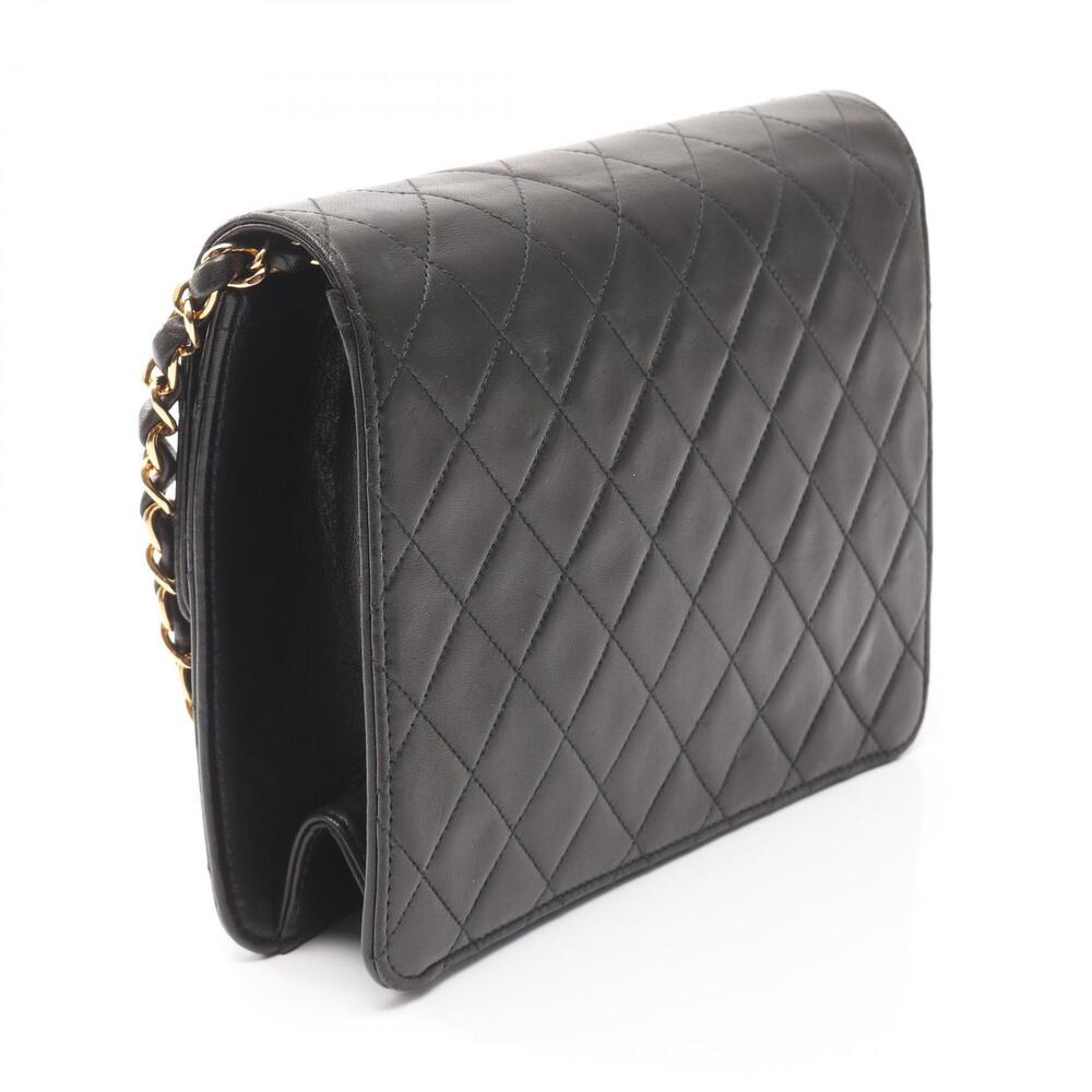 Chanel Single Lambskin Matelasse Flap Sheepskin Bag Black Shoulder Black